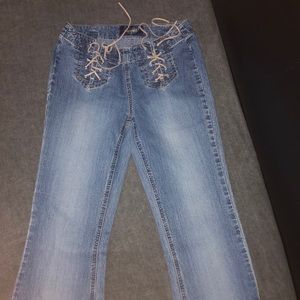 Ángels Size 3 Bootleg Denim with Lace-Up Detail